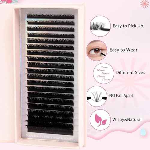 D Curl Mixed Lash Trays by SoCal Beauty - Faux Mink Eyelash Extensions 20 Rows per Tray, Color-Coded, Aluminum Backing & Window View - Salon Quality Lashes