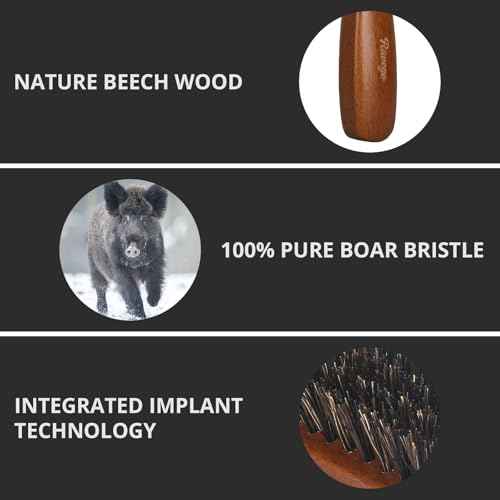 Beard Brush for Men, Ravego 100% Boar Bristle brush for Berad & Short Hair Detangle Add Natural Shine & Texture Exfoliates Skin and Scalp