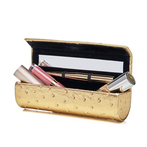 Susan Faris Double Lipstick Case with Mirror for Purse. Holds 2 Lip shades, Liners, Concealer & Essentials. Perfect for Touch-ups. Upscale Lipstick Cases Mirror for Purse. Luxe Gift Box.