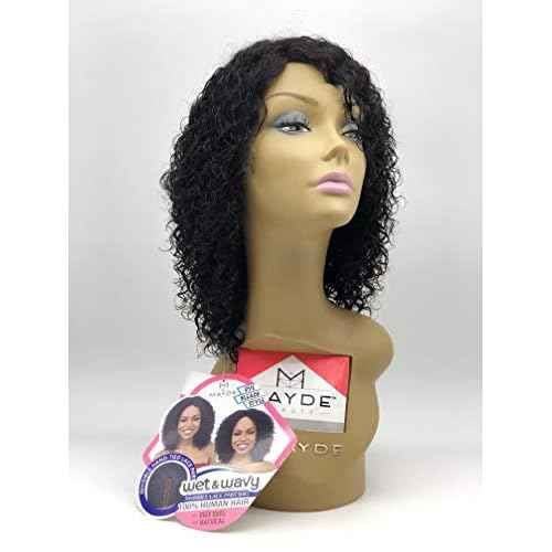 Mayde Beauty Human Hair Invisible Hand-Tied Lace Part Wig Wet N Wavy Deep Curl (NATURAL)