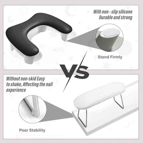 Nail Arm Rest ? U-Shaped Ergonomic PU Leather Hand Rest Comfort Cushion for Acrylic Nails Tech ? Ideal for Home & Professional Use ? Easy Clean, Waterproof & Portable