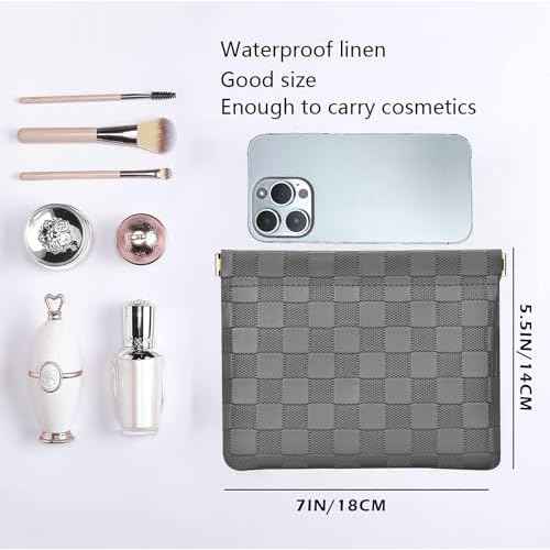Leather Pocket Cosmetic Bag for Purse,Coin Purse Lipstick Cosmetic Accessories Organizer, Travel Kit Storage Pouch,Waterproof Portable No Zipper Self-closing