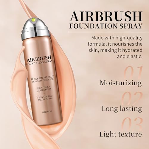 Airbrush Foundation Makeup Silky Mist Spray Foundation Full Coverage Airbrush Flawless Setting Spray Makeup-01 Natural