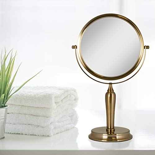 Zadro Anaheim 8.75¡± Round Non-Lighted Makeup Mirror 5X 1X Magnifying Makeup Mirrors Rotating Head Makeup Mirror for Desk