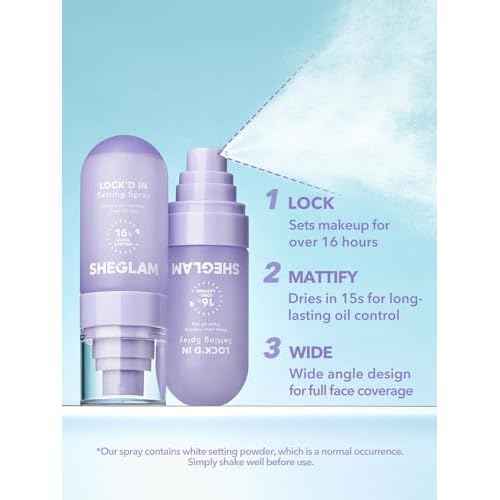 SHEGLAM Lock'd In Setting Spray Mattifying Effect Quick-Drying Long Lasting Makeup Locking Spray Oil-Control Non-Greasy Makeup Setting-Purple