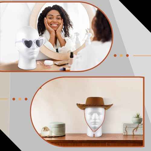 Thyle 10 Pcs Foam Wig Head Bulk Wig Display Mannequin Head Stand Model Foam for Style, Masks, Hats, Wigs, Salon and Travel, Halloween Decoration(Male)
