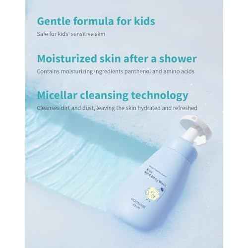 GOONGBE Kids' Mild Body Wash - Korean Kids Body Cleanser - Hydrating & Refreshing Low pH Soft Bubble Foaming with Panthenol and Amino Acids - Allergen Free Scent, 10.1 fl.oz.