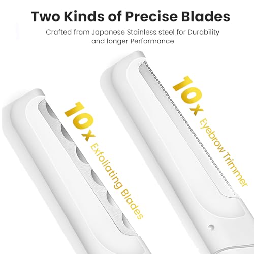 Dermaplaning Tool for Face Exfoliation, with 20 Replaceable Blades, Facial Shaver/Eyebrow Razor, Peach Fuzz Removal Eyebrow Shaper for Women, Easy to Use Dermaplaner Help Exfoliate and Smooth Skin