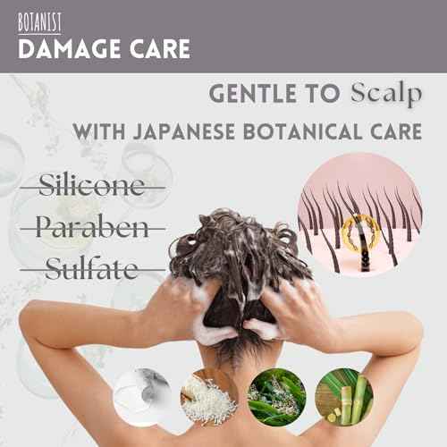 Botanist Sulfate Free Shampoo for Color Treated Hair, Organic Shampoo for Women & Men with Collagen, Ceramide, Keratin & Jojoba Seed Oil from Japan, Freesia & Cassis, DAMAGE CARE15.5 Fl Oz, 2EA