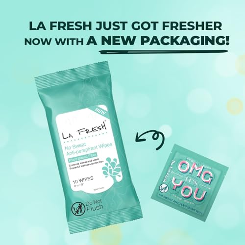 LA Fresh Antiperspirant Wipes, Body Deodorant Wipes for Women and Men, Pack of 3 10-count Pouches (30-count)