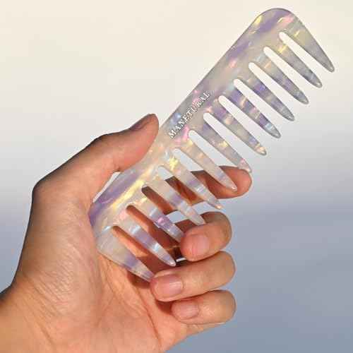 S1 Elegant Wide-Tooth Comb ? Lightweight, Travel-Friendly, and Stylish Design for Tangle-Free Hair (White Purple)