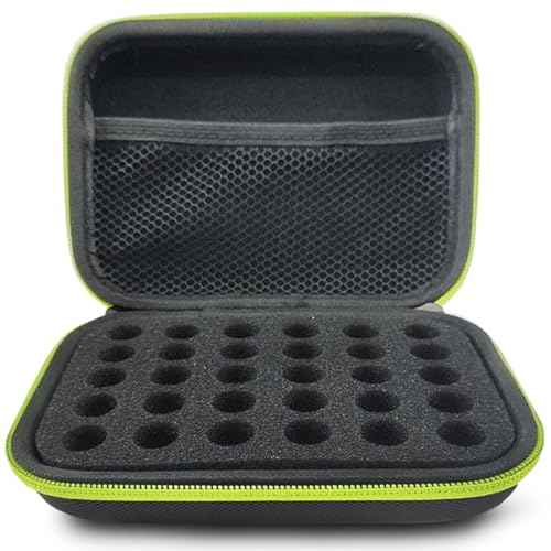 DHXYZZB Essential Oils Carrying Case Holds 30 Grids for 1-3ML Roller Bottles Storage peptide vial case for fridge Organizer Bag Hard Shell for Home, Travel, and Presentations (Green)