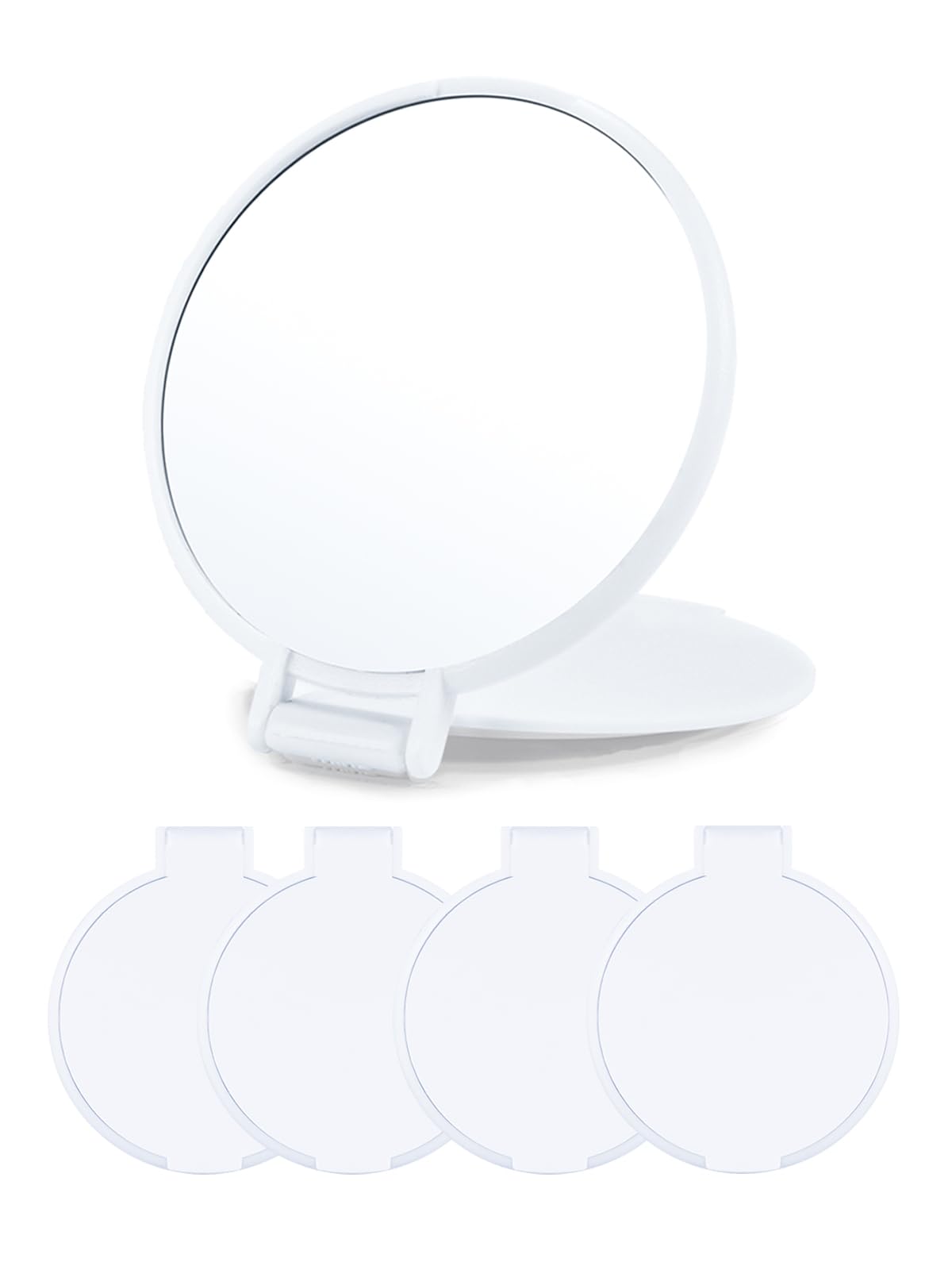 Qislee Compact Mirror Bulk, Round Makeup Mirror for Purse, Set of 4 (White)