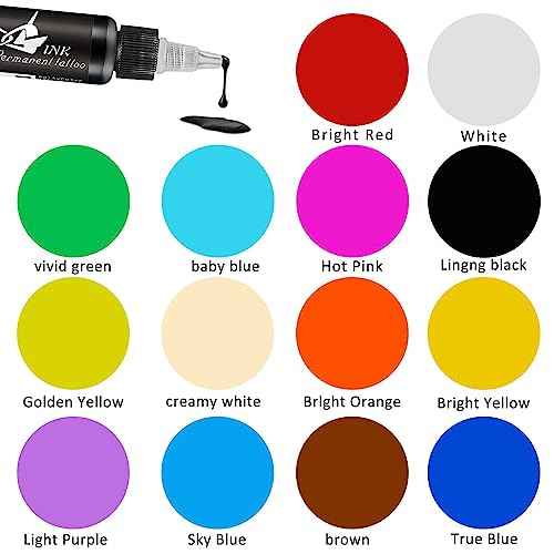 BAODELI Tattoo Ink Set,1oz 30ml/Bottle Tattoo Pigments Set 14 Colors Tattoo Ink Color Set Bright&Long Lasting