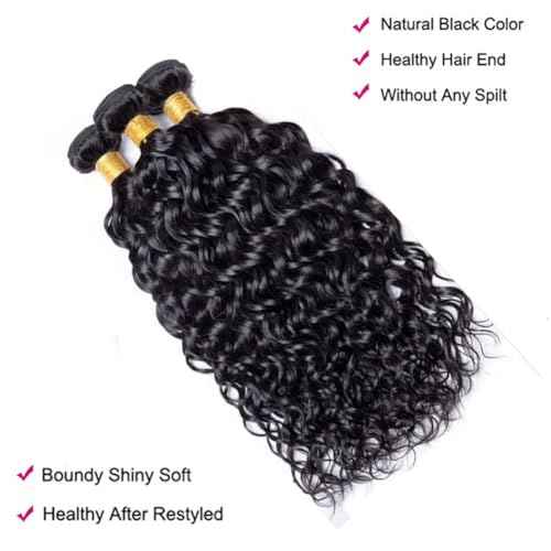 18 20 22 Inch Water Wave Bundles Human Hair 100% Unprocessed Curly Brazilian Virgin Hair Wet And Wavy 3 Bundles Human Hair Natural Black