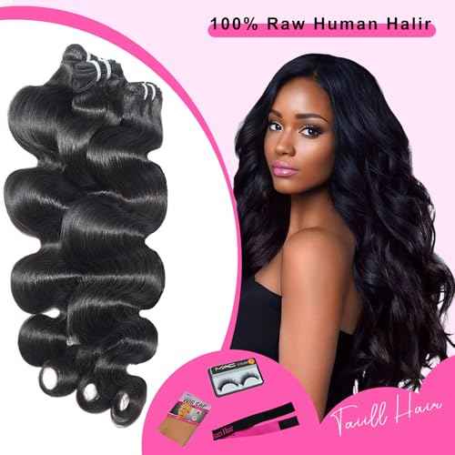 12A Human Hair Bundles 20 22 24 Inch Body Wave Bundles Human Hair 100% Unprocessed Brazilian Virgin Hair Real Human Hair Extensions Natural Black