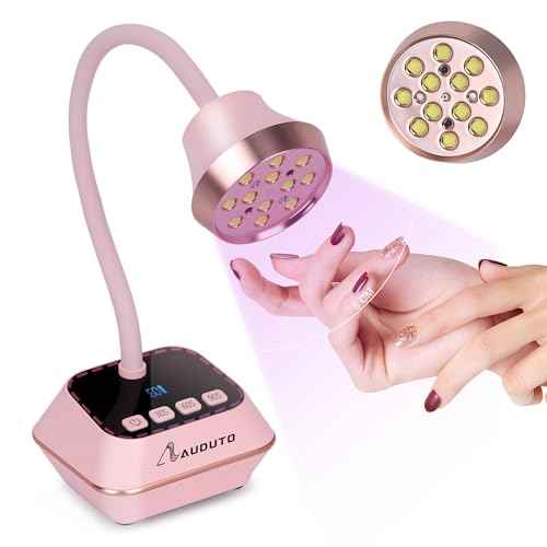UV LED Nail Lamp for Gel Nails Polish, Flash Cure 36W Rechargeable Cordless Gooseneck Mini Nails Light, Quick Dryer with Timers Smart Sensor Ambient Lighting, Home DIY & Professional Manicure, Pink