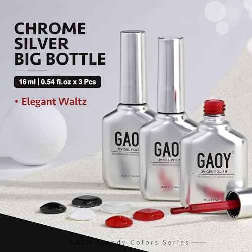 GAOY Gel Nail Polish Kit, 3 Colors 16ml White Red Black, Soak Off UV Gel Polish Set - Elegant Waltz