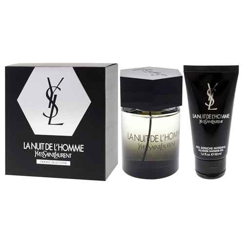 La Nuit De LHomme by Yves Saint Laurent for Men - 2 Pc Gift Set 3.3oz EDT Spray, 1.6oz Shower Gel