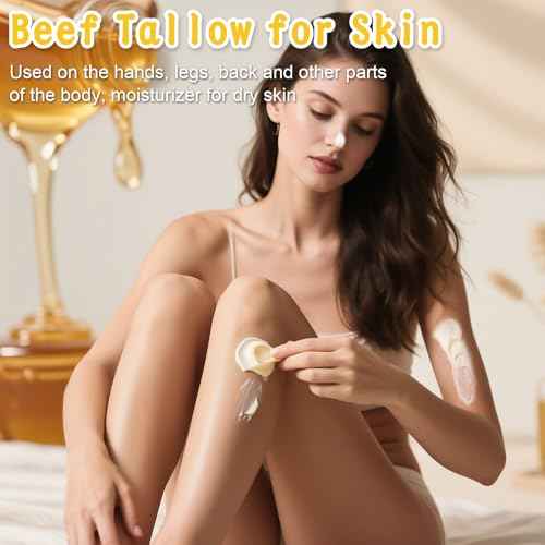 IIIMEIDU Beef Tallow for Skin, Tallow and Honey Balm for Face Moisturizer Balm, 100% Natural Organic Grass-Fed Beef, Honey, Vitamin E Oil for Body & Face (4.2 Oz, honey/balm)