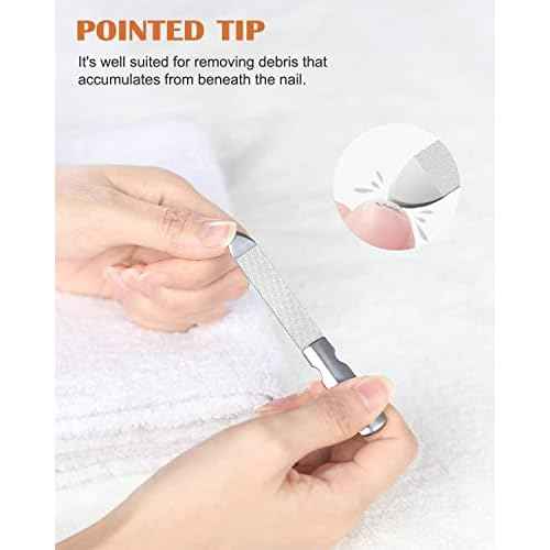 FVION Professional Metal Nail Files - 2 PCS, Double-Sided, Stainless Steel, Coarse & Fine Grit, Manicure & Pedicure Tool Set