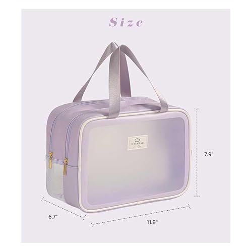 Large Travel Toiletry Bag with Dry Wet Separation? Waterproof Wash Bag for Women, Clear & Matte shower bag for Gym, Overnight, Swimming, and Business Trips