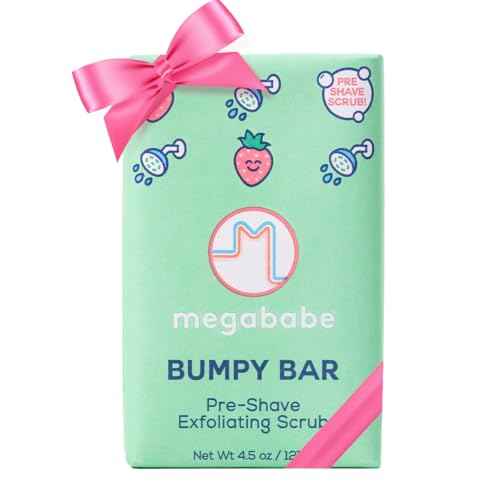 Megababe Bumpy Bar | Pre-Shave Exfoliating Scrub | with Shea Butter, Strawberry Fruit Extract & Ceramides | 4.5 oz