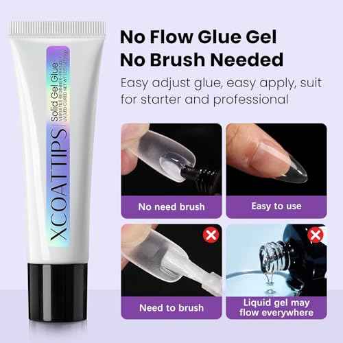 BTArtboxnails 30g Solid Nail Gel for Nail Tips, Upgrade Gl ue Gel for Fake Nails Cure Needed, Long Lasting Strong Adhesion Nail Gl ue Gel