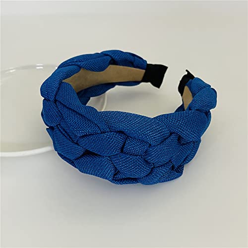 QTMY Braided Knotted Headband for Women,Boho Hippie Headband Hair Hoop Accessories Headwear Jewelry,725-23 (Klein Blue)