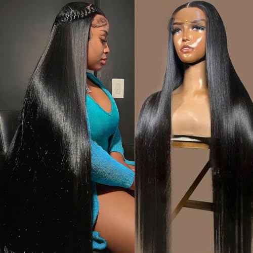 13x6 Lace Front Wigs Human Hair 180 Density Straight HD Lace Front Wigs Human Hair Pre Plucked Glueless Wigs for Women Straight Lace Frontal Wigs Natural Black 22 Inch