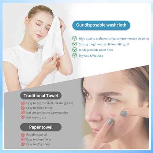 ataraxia Disposable Face Towels XL, Cotton Clean Towel for Face Travel Pack of 100, 10x12'' Extra Thick Soft Facial Cleansing Towelettes Wipes for Drying | Washing | Skin Care (2 Pack)