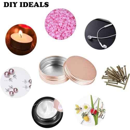 1 Ounce Aluminum Tin Jar with Screw Cap 30mL Tin Cans Refillable Containers for Cosmetic, Lip Balm, Cream, Lotion, Balms, Spices, Salve, Rose Gold 20 Pcs