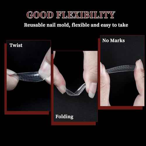 288PCS Nail Forms & Molds for French Nails, Acrylic Nail Tips, 96PCS Duet System Dual Forms Sticker Silicone Reusable Pads, 4 Styles 12 Sizes Scale for Manicure Extension