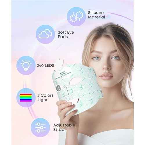 Red Light Therapy Mask for Face, 7 Colors LED Face Mask Light Therapy At Home, Led Face Mask Light Therapy, Green