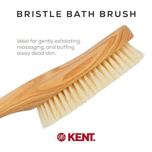 Kent FD10 Ashwood Back Scrubber for Shower Bath Brush and Body Scrubber Exfoliator - Boar Bristle Shower Brush for Body for Men and Women - Kent Brush Back Scrubbers for Use in Shower Made in England