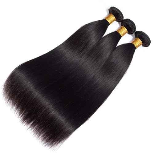 12A Straight Human Hair Bundles 22 24 26 Inch Unprocessed Brazilian Virgin 3 Bundles Human Hair Double Weft Remy Straight Bundles Natural Color