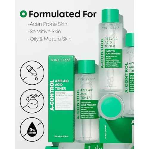 Azelaic Acid Toner ? Korean Mild Exfoliating Skin Prep for Acne-Prone Skin ? Salicylic Acid for Pores ? Calming, Refreshing, Purifying, 5.07 fl.oz.