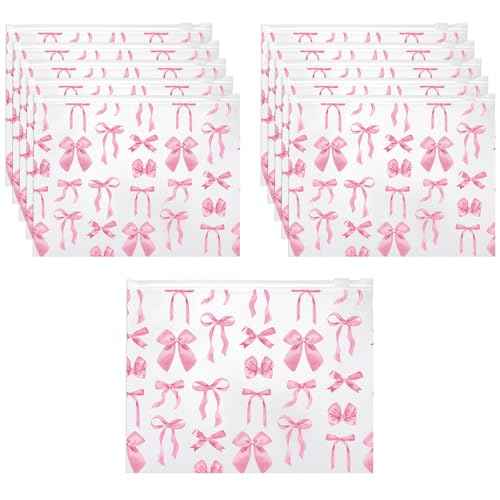 Reginary 50 Pcs Inspirational Gifts Bulk for Women Cosmetic Bag EVA Makeup Bag with Zipper for Birthday Christmas Encouragement Presents(Pink Bow)