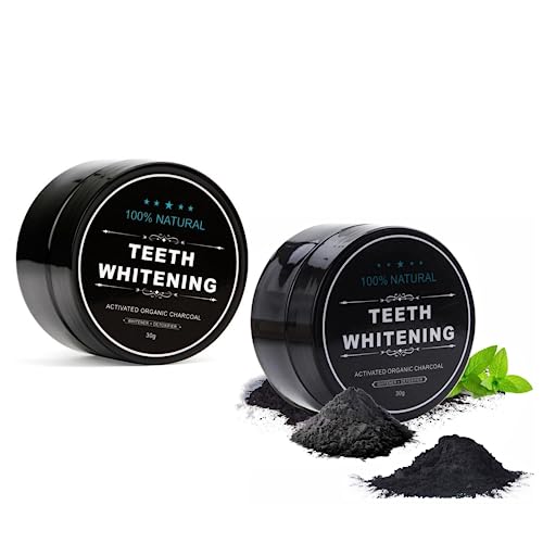 2-Pack Teeth Whitening Charcoal Powder, WUBLSYAN Activated Charcoal Tooth Cleaning Powder, Natural Toothpaste Alternative, Oral Care Sets Natural Coconut, Organic and Chemical Free