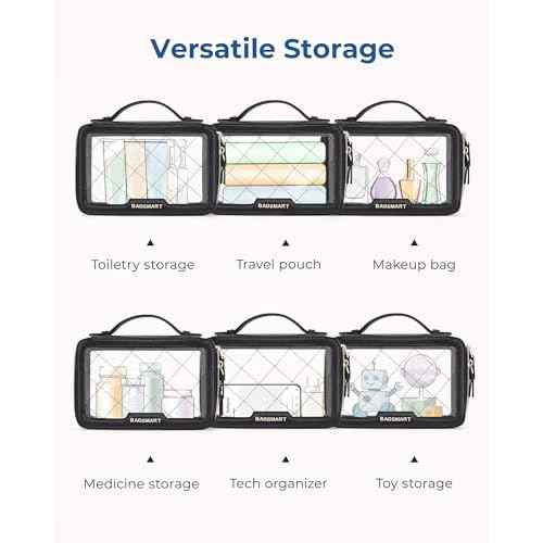 BAGSMART Clear Makeup Bag Set, TSA Approved Toiletry Bag, Clear Travel Bags for toiletries, Cosmetic Bags with Zipper, Makeup Organizer Bags Fit Carry-on Travel Essentials, Nude Pink