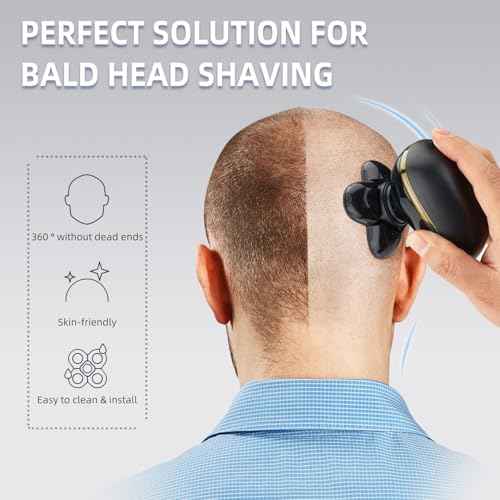 Freedom Grooming Bald Head Shaver Replacement Blades - Premium 5 Blade Shaver Heads for Bald Men, 3 Cleaning Brush, 3 Pack