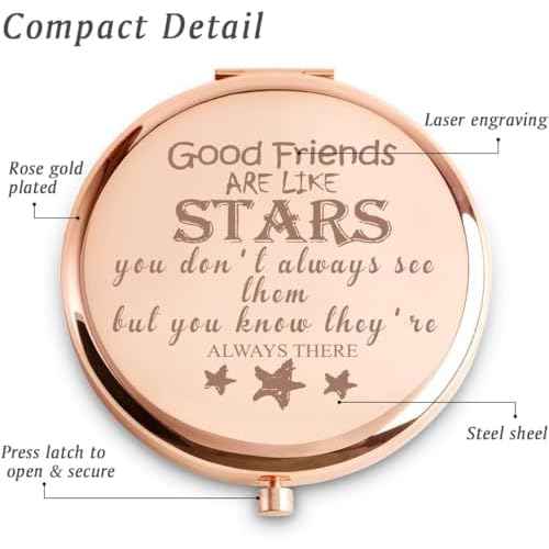 Friendship Gifts for Women Girls, Personalized Gifts for Friends Female Bestie BFF, Custom Compact Mirror for Christmas, Stocking Stuffers, Secret Santa, Birthday
