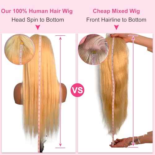 613 13x6 Lace Front Wig Human Hair 200% Density 22 Inch 613 HD Lace Frontal Wig with Baby Hair Straight Blonde Lace Front Wigs Pre Plucked