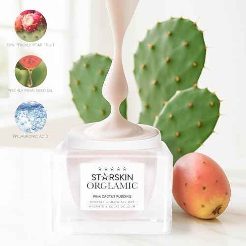STARSKIN Orglamic Pink Cactus Pudding, Hydrating & Nourishing Cream for all Skin Types, 99.3% Natural with Prickly Pear Cactus Seed Oil & Hyaluronic Acid, Luxurious Glow Moisturizer, K-Beauty - 50ml