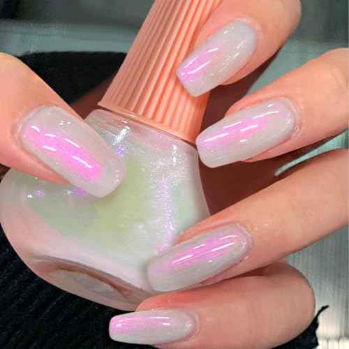 COSMOO Aurora Nail Polish, 8-Free Vegan, Shimmer Unicorn Quick Dry Nail Lacquer for Nail Art Varnish, 0.41 fl oz