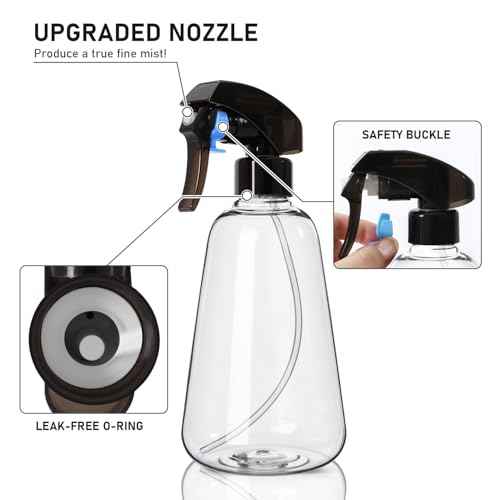 Spray Bottle 2 Pack, 16oz - Ultra Fine Mist, Plant Mister Hair Misting Empty Spray Bottles Indoor, Leak Proof Water Sprayer for Planting, Hair Care, Essential Oils, Cleaning Solutions (Clear)