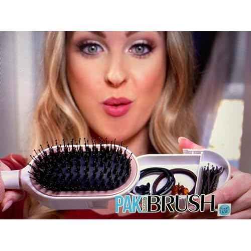 PAK Travel Hair Brush with 30 Hair Accessories for Girls Included - Built in Strorage - Boar And Nylon Bristle - Anti-Static Paddle Travel Brush by BeautyHak