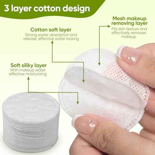 Boxed 300-Count Embossed Cotton Rounds ? 3 Unique Patterns, Lint-Free, Dual-Sided, Soft & Durable, Ideal for Makeup Removal, Skincare, Nail Polish, and Baby Care