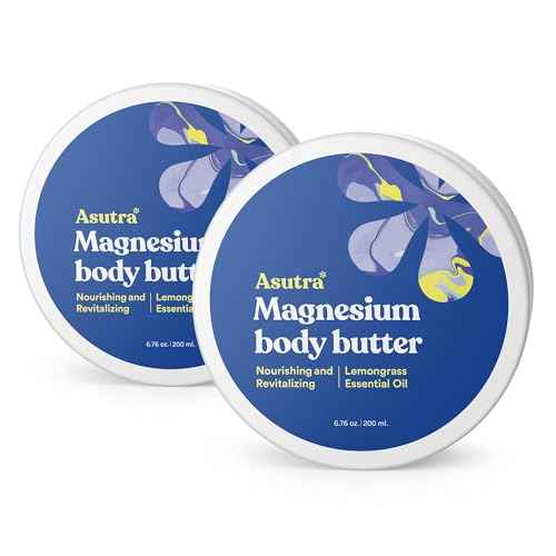 ASUTRA Magnesium Body Butter Lotion, 6.76 oz (Pack of 2), Soothing Shea Butter & Almond Oil Moisturizer, Premium-Quality Magnesium, Lemongrass Essential Oil