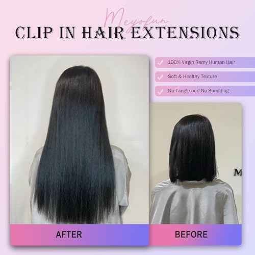 Clip in Hair Extensions Real Human Hair, 26 Inch 130g, 1B Natural Black, Invisible Seamless Straight Remy Human Hair Clip in Extensions for Women 8pcs Per Set with Double Weft